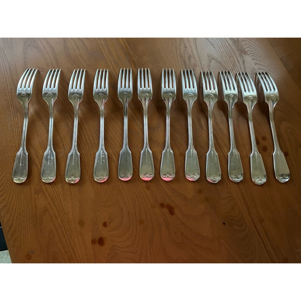 Vintage Wm Hutton &Sons Sheffield England Reeded Harley Pattern 12pc Dinner Fork - Picture 2 of 7
